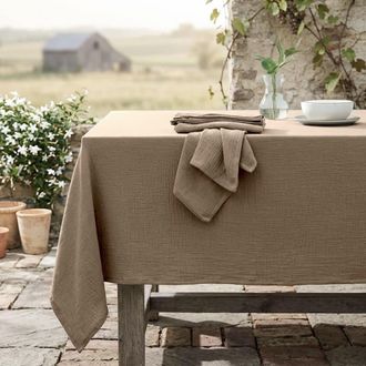 Febronie Mantel + 10 servilletas algod&oacute;n 160x400 latte
