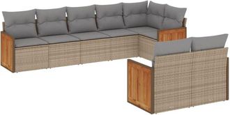 vidaXL Vidaxl - Juego De Sof&aacute;s De Jard&iacute;n Con Cojines Beige 8 Pzas Rat&aacute;n Pe