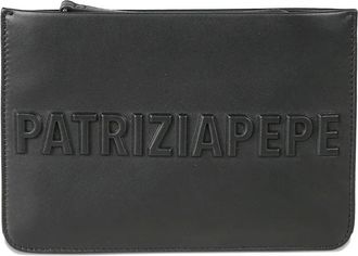 Patrizia Pepe embossed clutch bag - women - Lambskin - One Size - Black