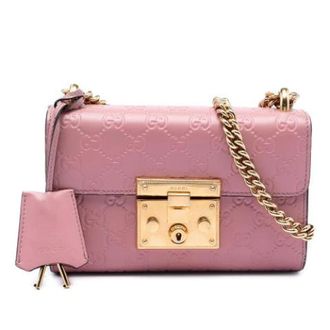 Gucci Pre-owned Padlock Crossbody Bag - Dames - Vintage Schoudertas - Roze - ONE Size - Leer - Vintage