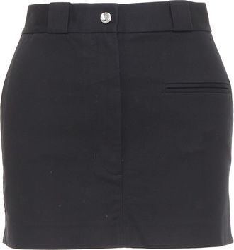 Helmut Lang black woven cotton front welt pocket mini skirt