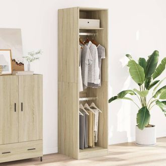 Berkfield Home Wardrobe Sonoma Oak 50x50x200 cm Engineered Wood in Light Tan | Size: 50 x 50 x 200 cm