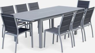 Sweeek Mesa De Jard&iacute;n Extensible De Aluminio Con 8 Sillas