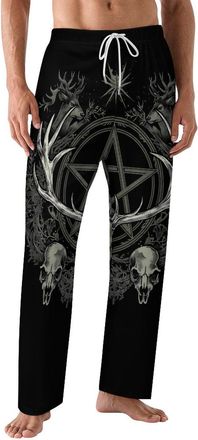 Generic Gothic Occult Satan Penta Symbol Skull Mens Pyjama Bottoms Print Pajama Pants Lounge Pants Pj Bottoms Sleep Pants Sleepwear Trousers L