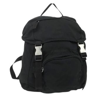 Prada Pre-owned Backpacks, female, Black, Size: ONE SIZE Pre-owned Vintage Nylon Backpack
