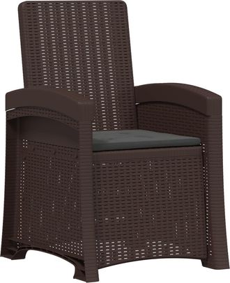 vidaXL Sill&oacute;n De Jard&iacute;n Reclinable Imitaci&oacute;n Rat&aacute;n Marr&oacute;n Y Antracita Vidaxl