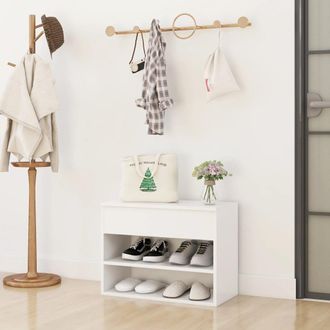 vidaXL Vidaxl - Banco Zapatero De Madera De Ingenier&iacute;a Blanco 60x30x45 Cm