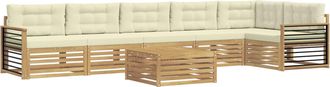 vidaXL Conjunto De Sof&aacute;s De Exterior 7 Uds. Blanco Y Crema Vidaxl