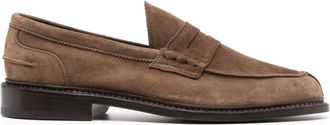 Trickers penny-slot calf-suede loafers - men - Calf Suede/Calf Leather/Calf Leather - 6.5 - Brown