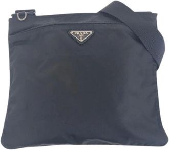 Prada Pre-owned Cross Body Bags, female, Black, Size: ONE SIZE Pre-owned Tessuto Nylon Shoulder Bag