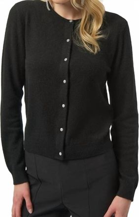 Joseph Ribkoff Round Neck Button Down Longsleeve Sweater Top In Black