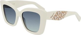 Ferragamo Butterfly Zonnebril - Dames - Zonnebrillen - Beige - 52 MM - Accessoires
