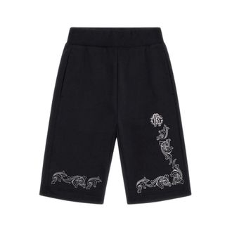 Roberto Cavalli Black Logo Print Cotton Joggers - male - Roberto Cavalli - Sweatpants - Black - 8 Y - Kids