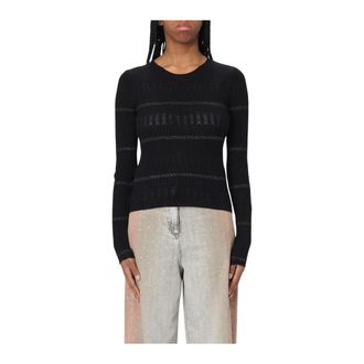 Pinko Gebreide Pullover Sweater - Dames - V-hals truien - Zwart - XS - Truien & Vesten