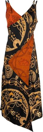 Marine Serre Printed Long Cocktail Silk Dress