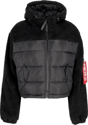 Alpha Industries Zwarte Teddy Puffer Sherpa Jas - Heren - Winterjassen - Zwart - S - Polyester - Jassen