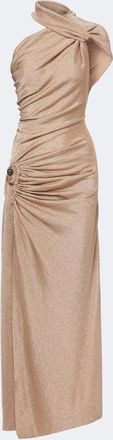 CHRISTOPHER ESBER Embellished one-shoulder jersey lam&eacute; gown