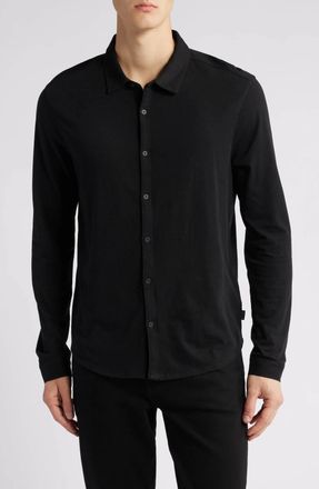 John Varvatos Levi Organic Cotton Button-Up Shirt In Black