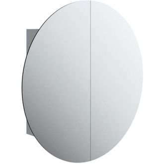 vidaXL Bathroom Cabinet with Round Mirror&LED Grey 54x54x17.5 cm Vidaxl