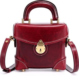 OLD TREND Azalea Genuine Leather Vintage Box Crossbody in Maroon at Nordstrom