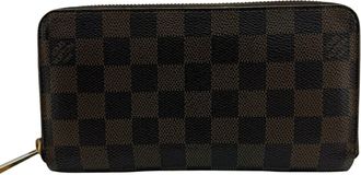 Louis Vuitton Damier Brown Leather Long Wallet (Bi-Fold) (Pre-Owned)