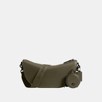 Coach Mens Hall Soft Sling Bag - Green Leather - One Size
