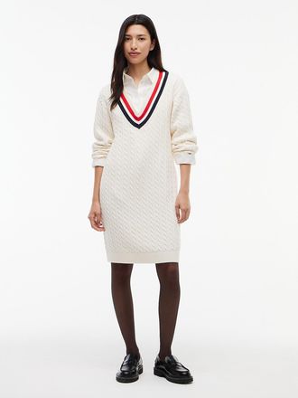 Tommy Hilfiger Womens Tommy Jeans Cricket Sweater Dress - Off White - L