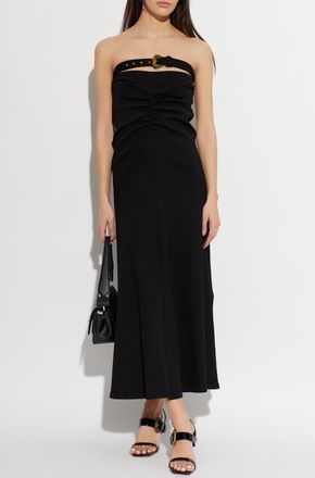 Versace Jeans Couture Long Skirt With Decorative Belt, Womens, Black