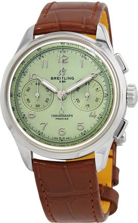 Breitling Premier Chronograph Hand Wind Green Dial Mens Watch AB0930D31L1P1