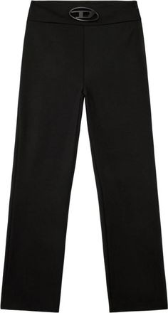 Diesel Wijde Pijpen Broek met Logo Gesp Detail - Dames - Wijde Broeken - Zwart - M - Broeken