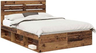 vidaXL Bed Frame with Headboard Old Wood 140 x 200 cm Solid Pine Wood vidaXL