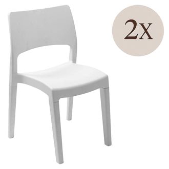 Dmora Dmora - Conjunto De 2 Sillas De Exterior Zircone, Asiento De Jard&iacute;n, Para Interior O Exterior, Apilable, Fabricado En Italia, 50x51 H82 Cm, Blanco