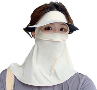 No Brand Mascarilla Blanca De Protecci&oacute;n Solar Facial Completa De Seda Helada, Transpirable Y Con Protecci&oacute;n Uv Para Ciclismo