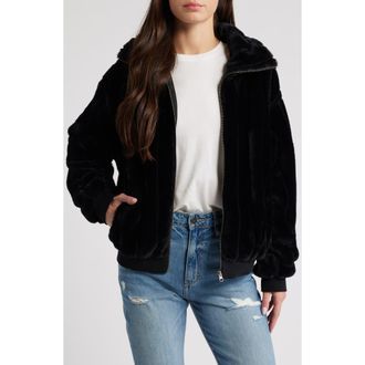 Thread & Supply Faux Mink Zip Jacket in Black at Nordstrom Rack, Size Medium