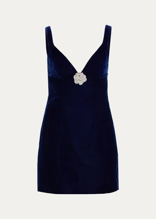 Cara Cara Gracie Velvet V-Neck Mini Dress
