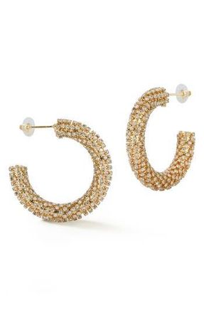 Sphera Milano Pav&eacute; Crystal Hoop Earrings in Gold at Nordstrom Rack