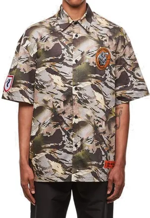Heron Preston Mens Bicolor Cotton Pattern Shirt