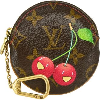 Louis Vuitton x Takashi Murakami Portamonete Cherry con monogramma 2005 - Marrone