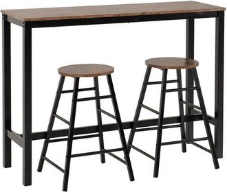 Seconique Athens Breakfast Bar Set - Acacia Effect/Black