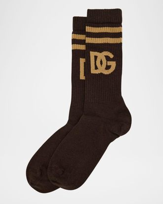 Dolce & Gabbana Mens Cotton Knit Large Logo Sport Socks