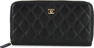 Chanel Black Leather Long Wallet (Bi-Fold) (Pre-Owned)