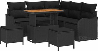 vidaXL Garden Sofa Set with Cushion with Storage 8 pcs Black vidaXL