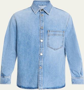 Givenchy Mens Stone-Washed Denim Shirt