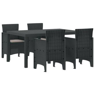 Berkfield Home 5 Piece Garden Dining Set with Cushions Anthracite Poly Rattan