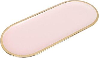 No Brand Bandeja De Cer&aacute;mica Para Joyas, Estante Para Guardar Joyas, Bandeja De Alta Gama Para Joyas, Elegante Bandeja Ovalada Para Joyas, Rosa