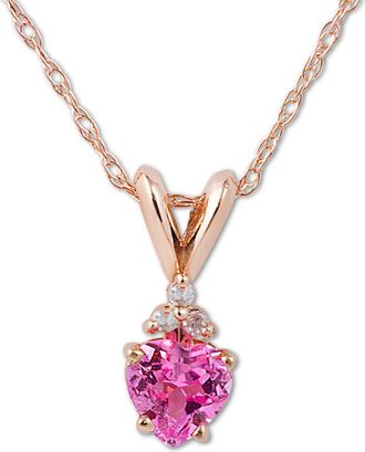 Pompeii3 1/2ct Diamond & Pink Sapphire Heart Pendant in 14K Yellow, White, or Rose Gold