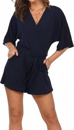 Ariella Kimono Sleeve Romper In Navy