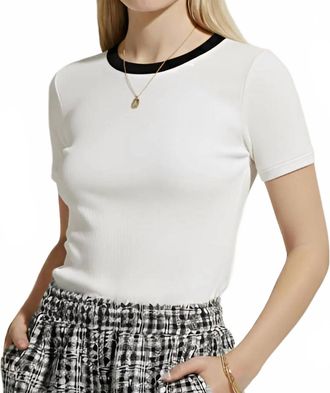 Velvet Miley Ribbed Tee In White/black