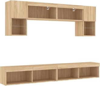 vidaXL Vidaxl - 6 Piece tv Wall Units with led Sonoma Oak Engineered Wood
