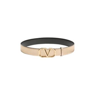 Valentino Belts, male, Beige, Size: 100 CM VLogo Signature Reversible Shiny Calfskin Belt 30 Mm